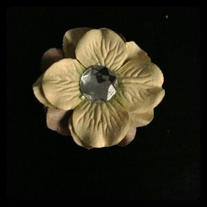 Yellow and Tan flower hair clip