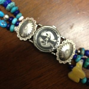 Sterling Silver Kokopelli Beaded watch