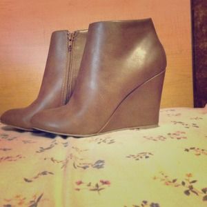 Tan Wedge Booties