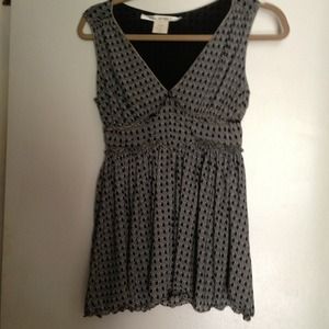 Flattering smokey blue and black patterned blouse