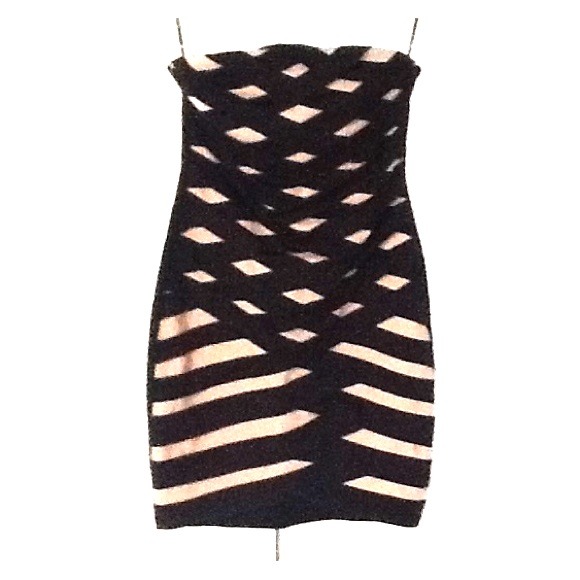 Strapless Khaki/Black Bandage Dress