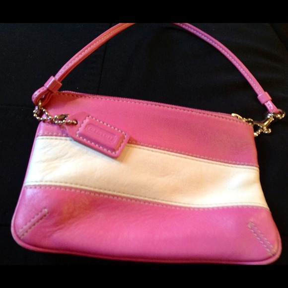 Coach mini pink & white CUTE wristlet!