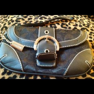 Coach wristlet & cell phone carrier- black