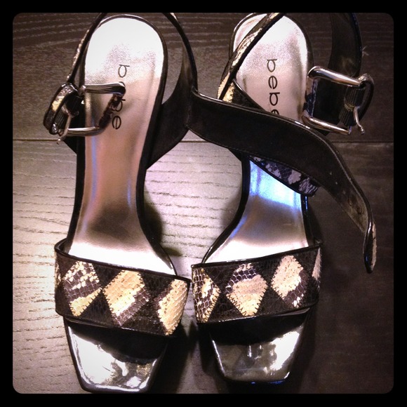 Bebe Snake Skin printed open toes sandals
