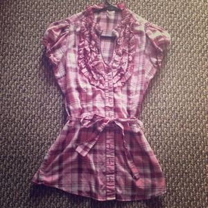 ❗REDUCED❗Pink Plaid Ruffle top