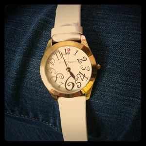 Betsey Johnson white and gold watch!