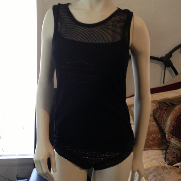 Little black mesh with tank attached Harley top!