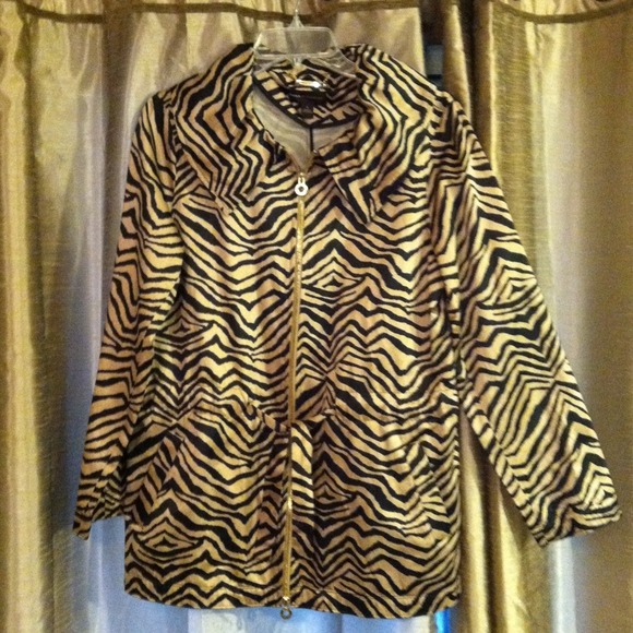 Dana Buchman tan and black zebra jacket