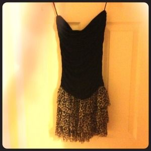 Black tube dress with leopard skirt