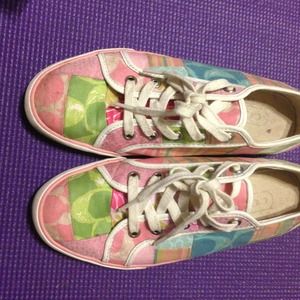 Authentic pink and green coach sneakers