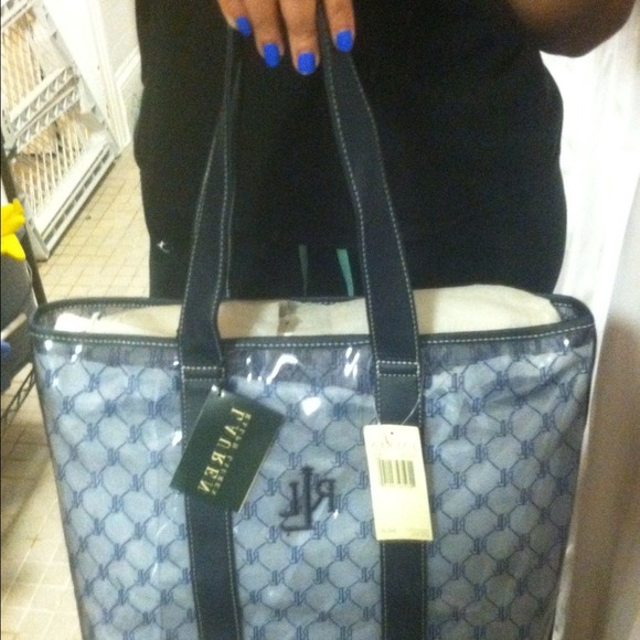 [}SOLD[} Ralph Lauren Clear Navy Tote Bag - Picture 2 of 4