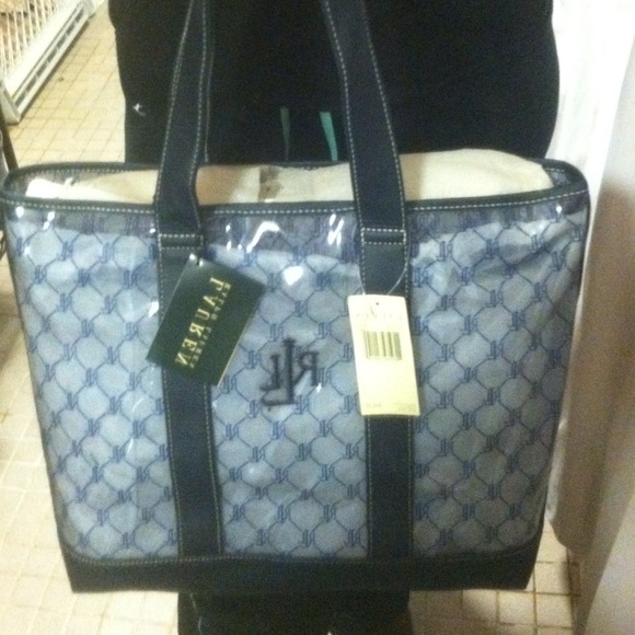 [}SOLD[} Ralph Lauren Clear Navy Tote Bag - Picture 3 of 4