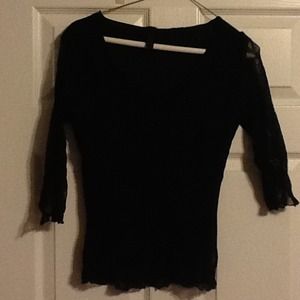 Form fitting black lace top
