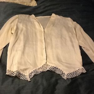 Vintage silk shirt with hand-crocheted edging SOLD