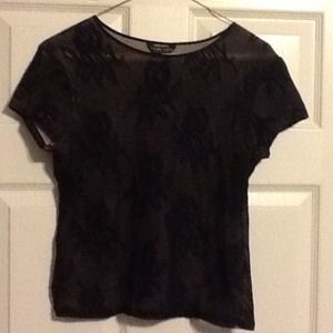 **SOLD**Sheer black lace top with nude lining