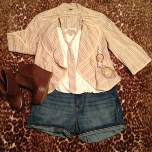 Striped 3/4 Length Sleeve Bolo Tie Jacket