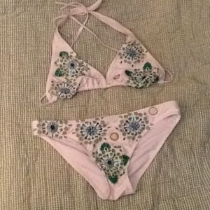 White with design bathing suit