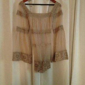 Sheer bell sleeve blouse