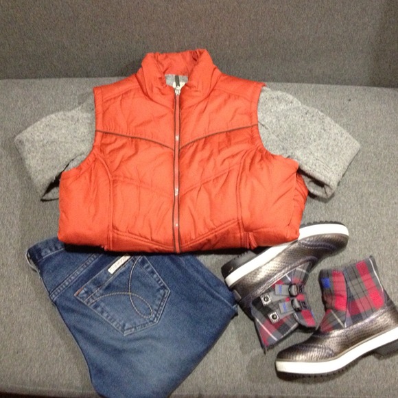 Orange puffy vest