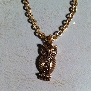 Gold owl necklace