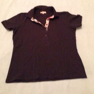 Authentic Burberry black pique polo shirt