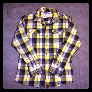 Men's Plaid Yellow Grey Flannel