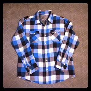 Men's Plaid Blue Grey Flannel