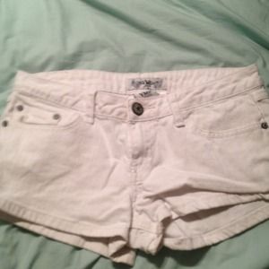 White jean material shorts