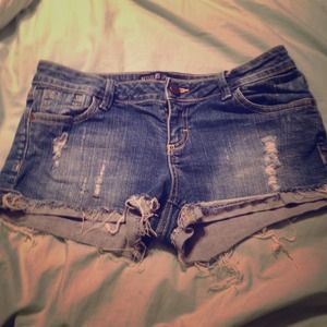 Ripped jean shorts