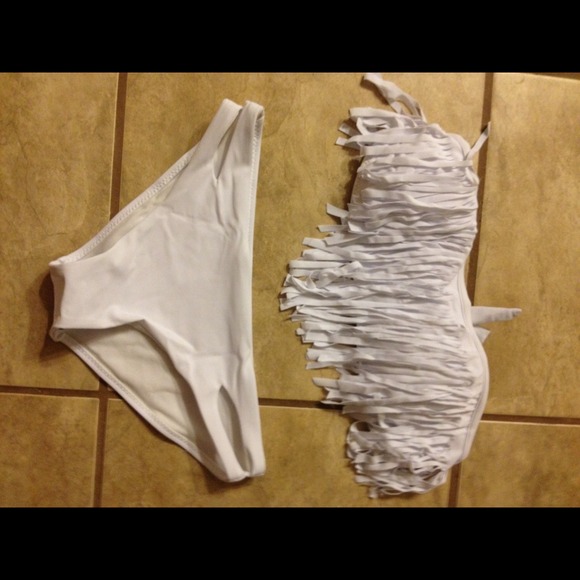 White fringe swimsuit