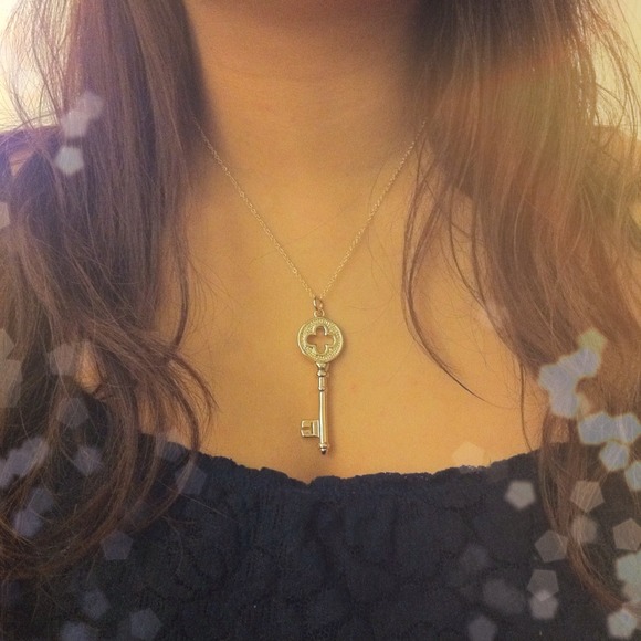 Gold Plated Key Necklace - Picture 2 of 2