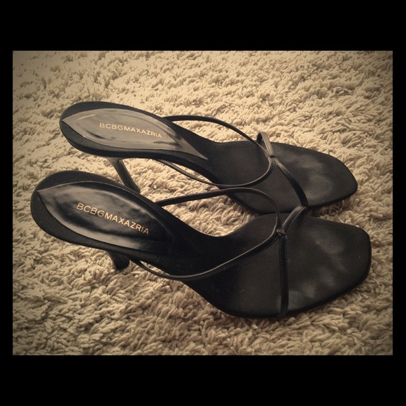 BCBG black strappy heels