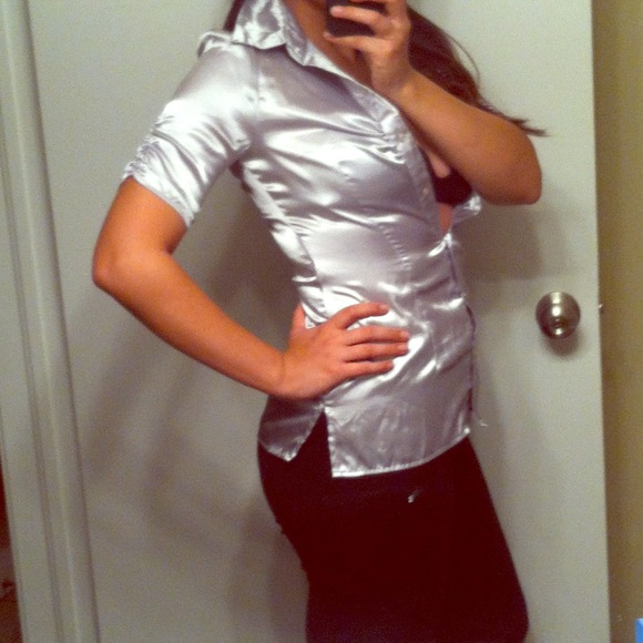 Shiny silver blouse
