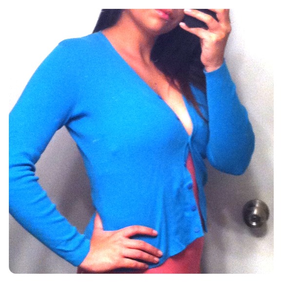Bright blue cardigan