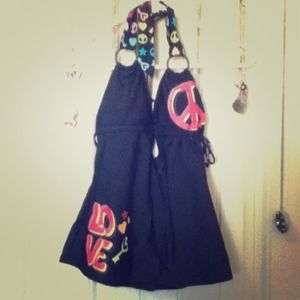 cute peace and love baithing suit top