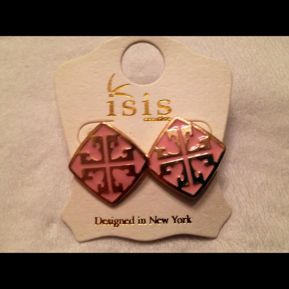 Tory Burch Inspired Pink Square Logo Earrings! New