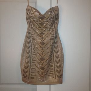 Sexy party dress with geometric nailhead detailing