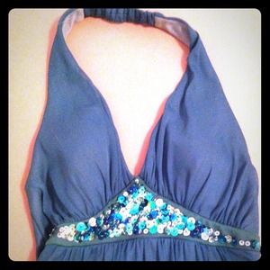 Macy's Kelly Green knee length halter dress