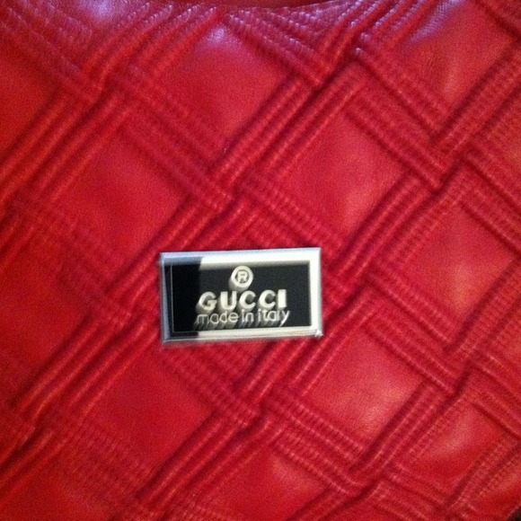 Pleather Red Gucci Handbag