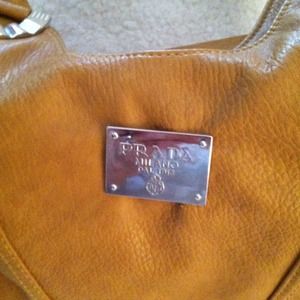 Pleather Prada Lrg Mustard Handbag