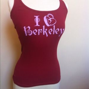 Woman's cranberry "I love Berkeley"  tank top.