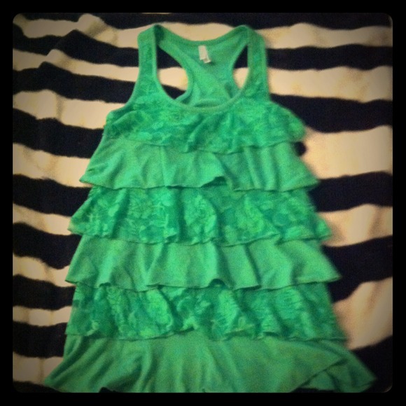 Green ruffle tank