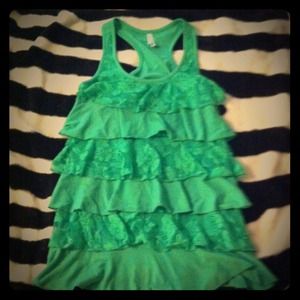 Green ruffle tank