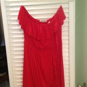 Strapless top/short dress red soft material