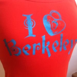 Woman's "I love Berkeley" orange top