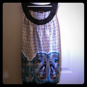 Miss Bison's blue floral shirt