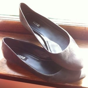 Black Leather ECCO "Mary" Flats Size UK 41/US 11