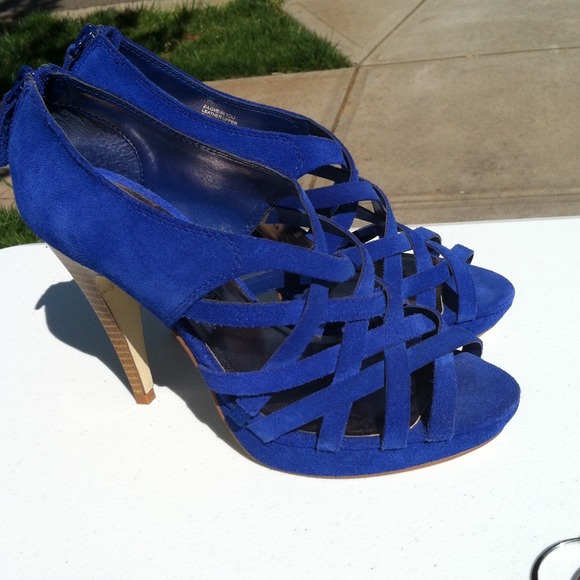 Chinese Laundry Shoes - Never worn blue suede cage heels