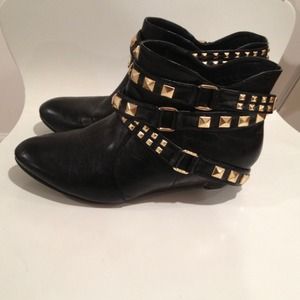 Black booties with studs