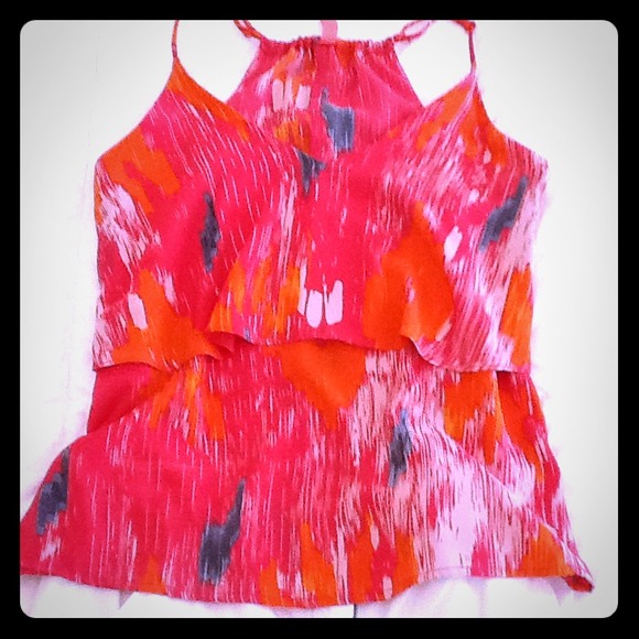 SOLD.....Vibrant Silky Print Top